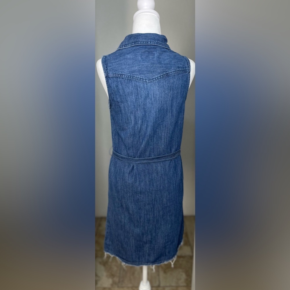 Universal Thread Blue Button Sleeveless Down Raw Hem Denim Dress XSmall Casual - Picture 7 of 11